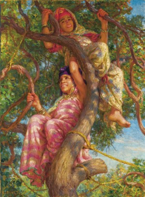 Two girls in a tree